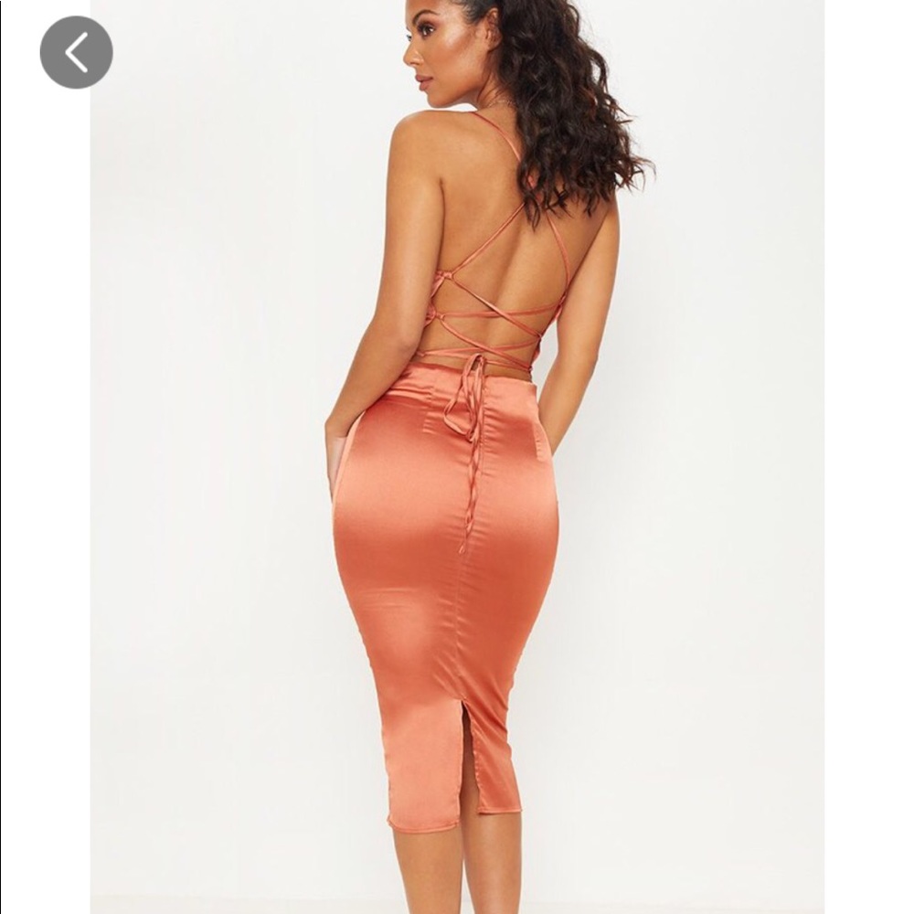 PLT satin cowl dress